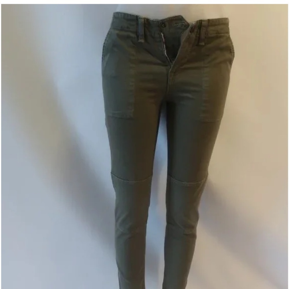 Veronica Beard Adrina Skinny Utility Ankle Jeans w/ Waist Tabs Olive Green 25 - Picture 12 of 13